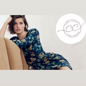 J. Crew Teal Blue Marigold Floral Wrap Dres